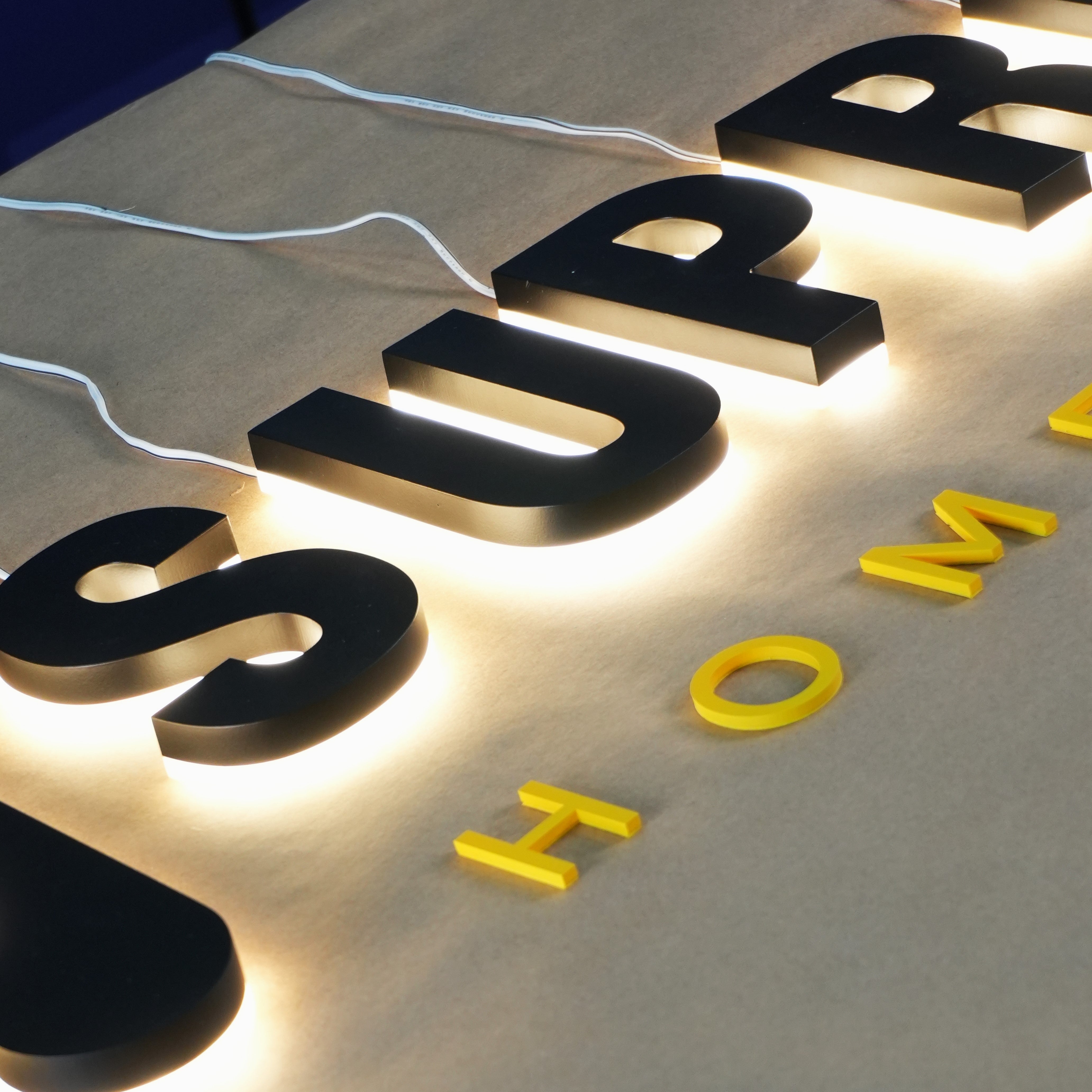 Blacklit Metal Letters